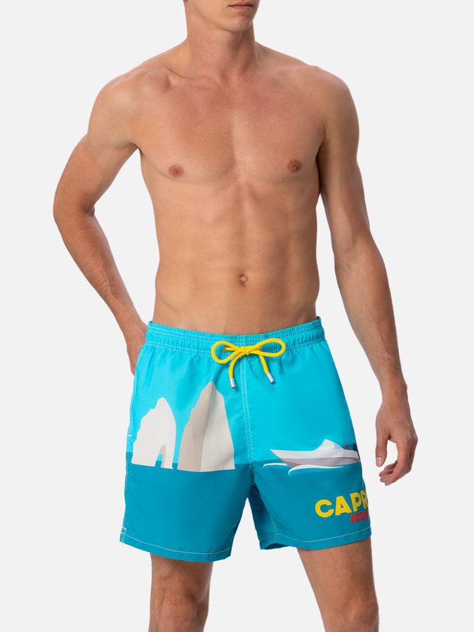 Mc2 Saint Barth Costume Da Bagno Da Uomo Gustavia Lunghezza Media Con Stampa Piazzata Capri