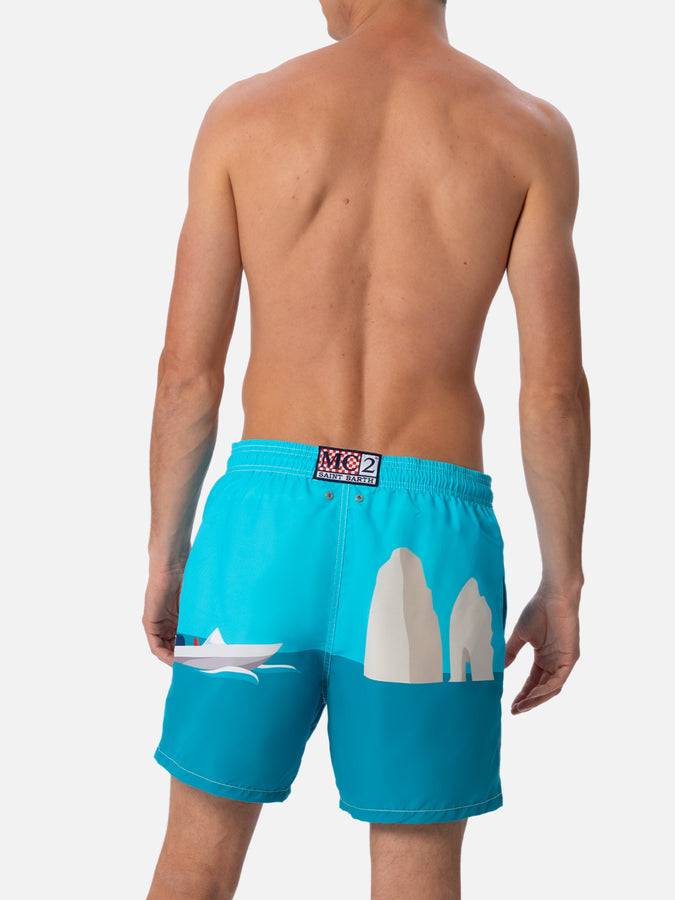 Mc2 Saint Barth Costume Da Bagno Da Uomo Gustavia Lunghezza Media Con Stampa Piazzata Capri