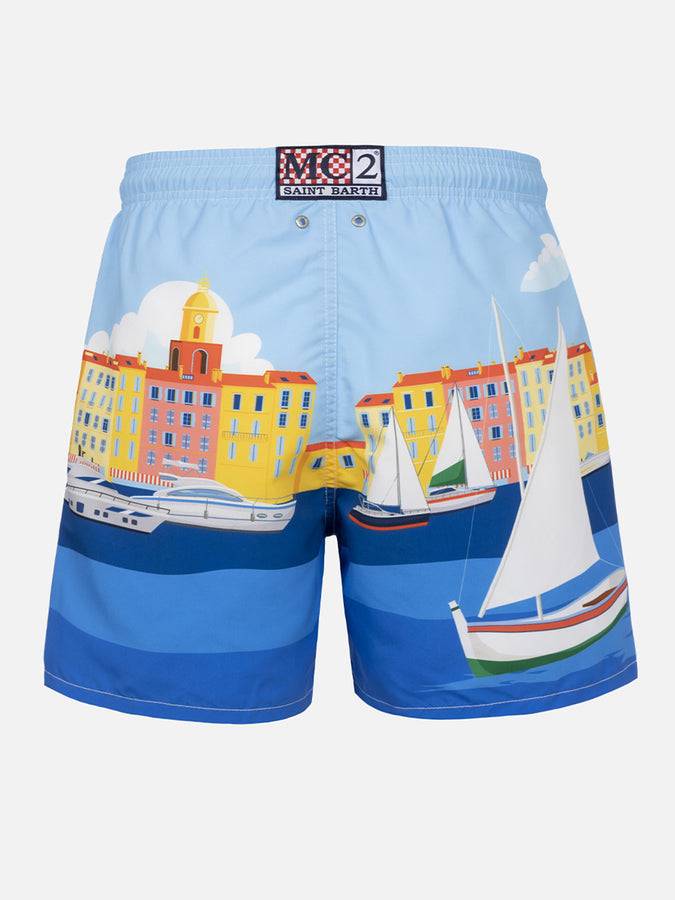 Mc2 Saint Barth Costume Da Bagno Da Uomo Gustavia Lunghezza Media Con Stampa Piazzata St. Tropez