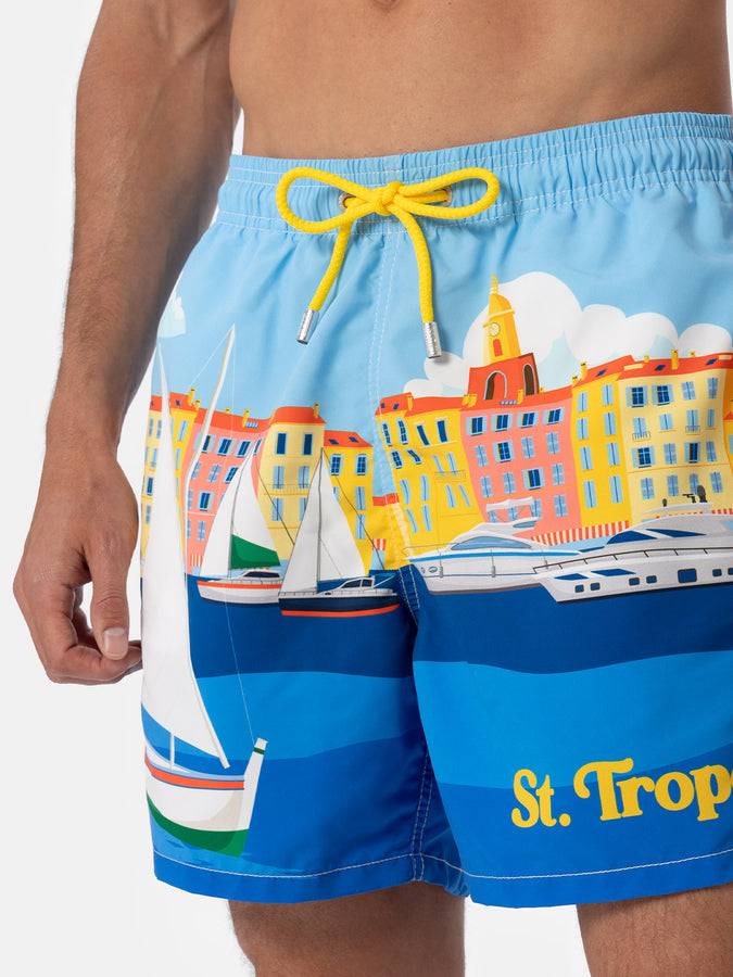 Mc2 Saint Barth Costume Da Bagno Da Uomo Gustavia Lunghezza Media Con Stampa Piazzata St. Tropez