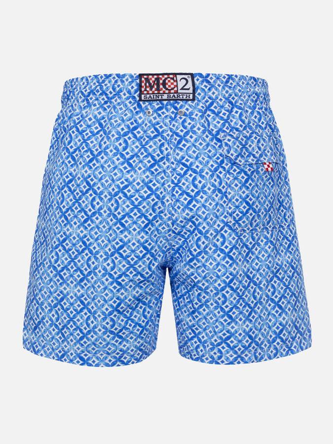 Mc2 Saint Barth Costume Da Bagno Da Uomo Gustavia Lunghezza Media Con Stampa Geometrica Maioliche