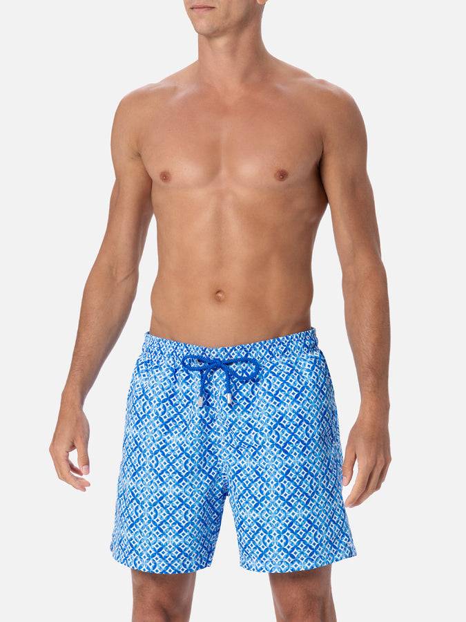 Mc2 Saint Barth Costume Da Bagno Da Uomo Gustavia Lunghezza Media Con Stampa Geometrica Maioliche