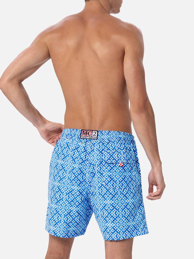 Mc2 Saint Barth Costume Da Bagno Da Uomo Gustavia Lunghezza Media Con Stampa Geometrica Maioliche