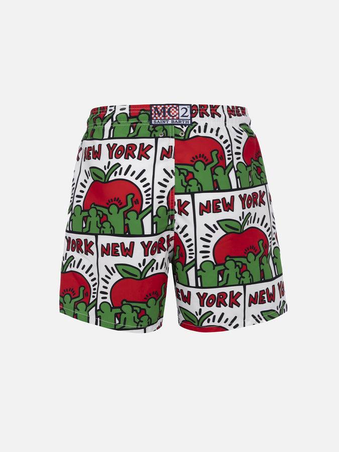 Mc2 Saint Barth Costume Da Bagno Da Uomo Gustavia Lunghezza Media Con Stampa Piazzata Disegno Keith Haring| KEITH HARING EDIZIONE SPECIALE