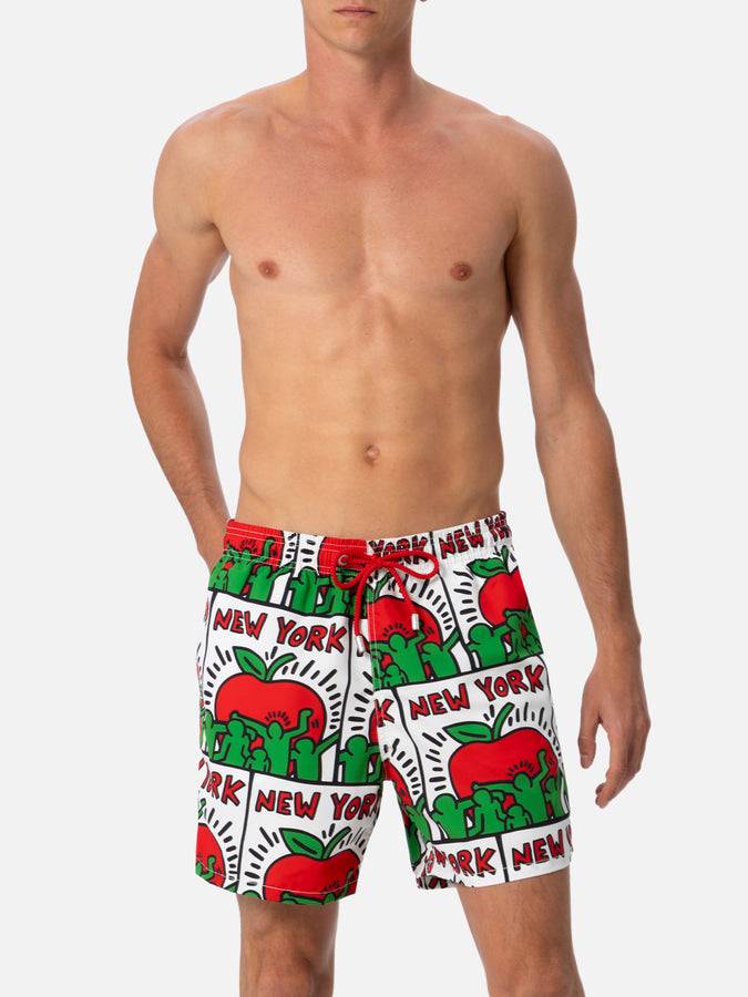 Mc2 Saint Barth Costume Da Bagno Da Uomo Gustavia Lunghezza Media Con Stampa Piazzata Disegno Keith Haring| KEITH HARING EDIZIONE SPECIALE