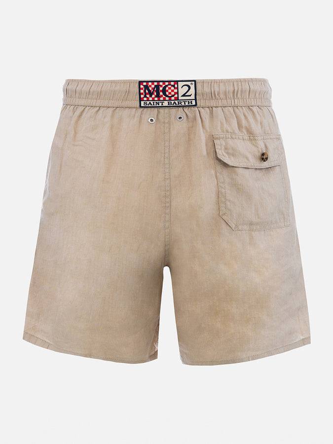 Mc2 Saint Barth Costume Da Bagno Da Uomo In Lino Beige