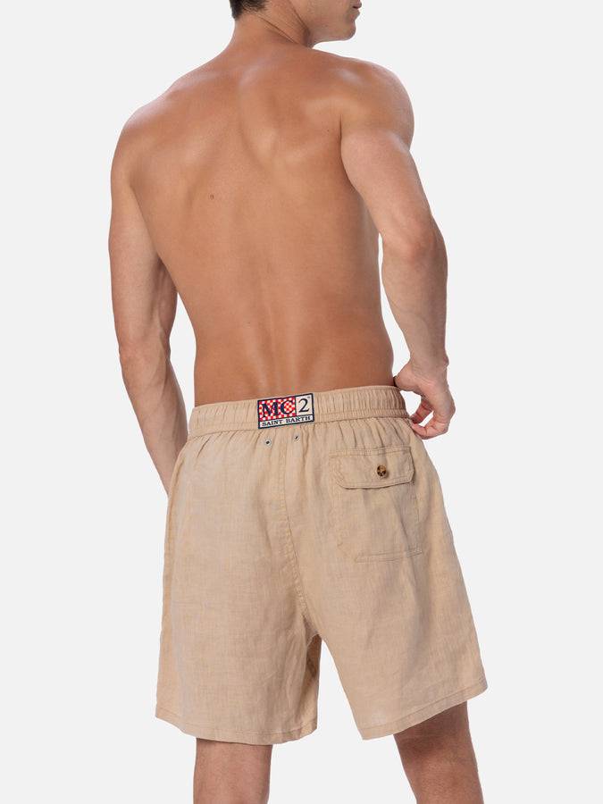 Mc2 Saint Barth Costume Da Bagno Da Uomo In Lino Beige