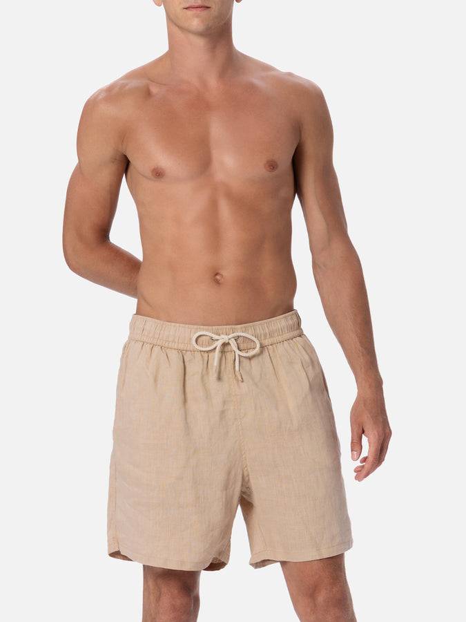 Mc2 Saint Barth Costume Da Bagno Da Uomo In Lino Beige