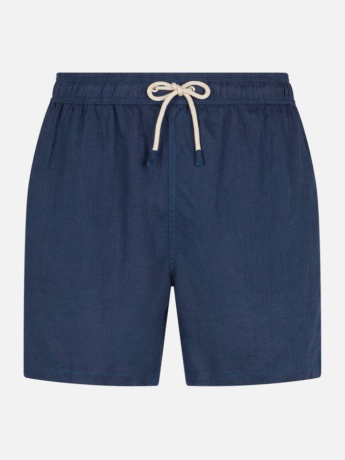 Mc2 Saint Barth Costume da bagno da uomo in lino blu navy