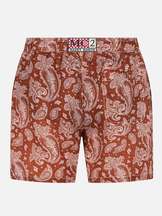 Mc2 Saint Barth Costume Da Bagno Da Uomo In Lino Con Stampa Paisley