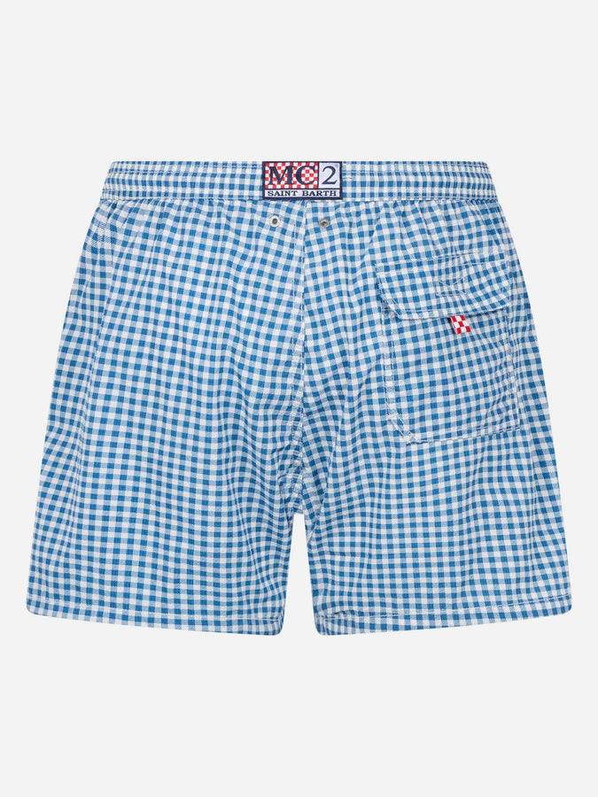 Mc2 Saint Barth Costume Da Bagno Da Uomo In Seersucker Vichy Patmos