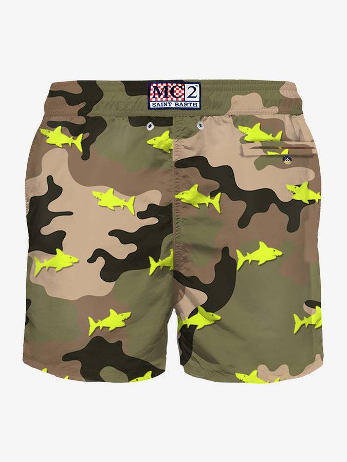 Mc2 Saint Barth Costume Da Bagno Da Uomo In Tessuto Leggero Con Ricamo Squali