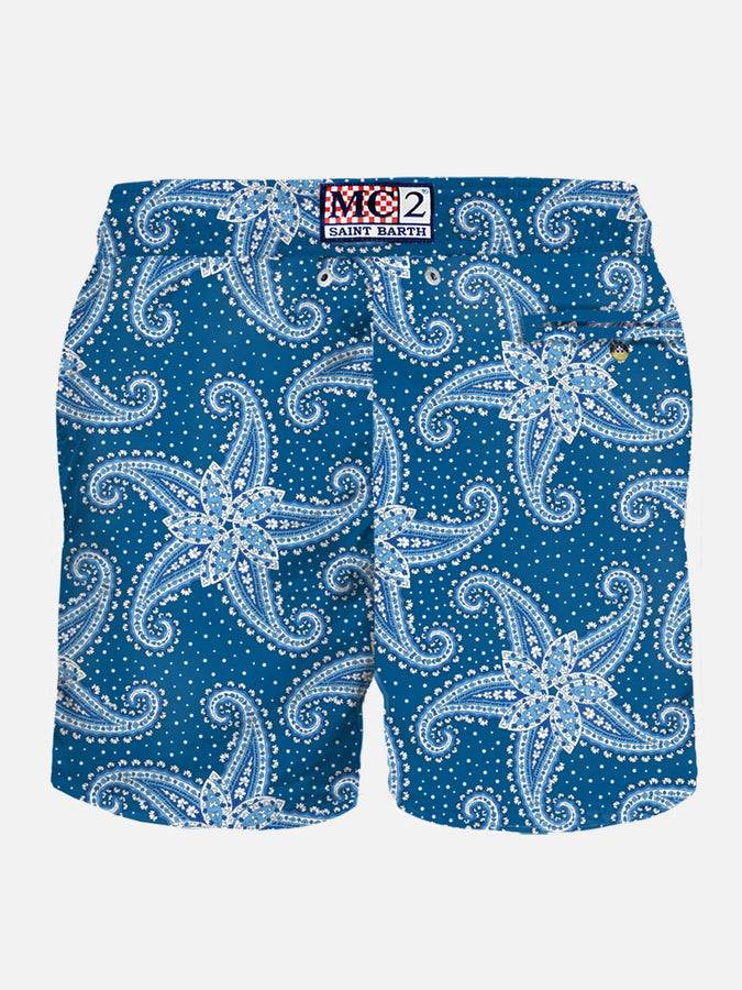 Mc2 Saint Barth Costume Da Bagno Da Uomo In Tessuto Leggero Con Stampa Paisley Blu