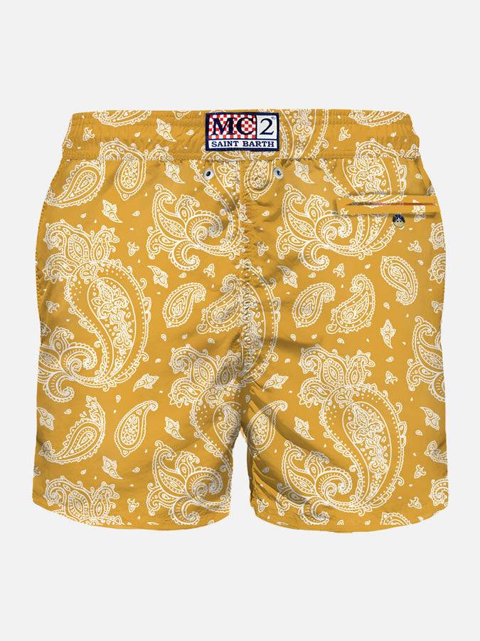 Mc2 Saint Barth Costume Da Bagno Da Uomo In Tessuto Leggero Con Stampa Paisley Ocra