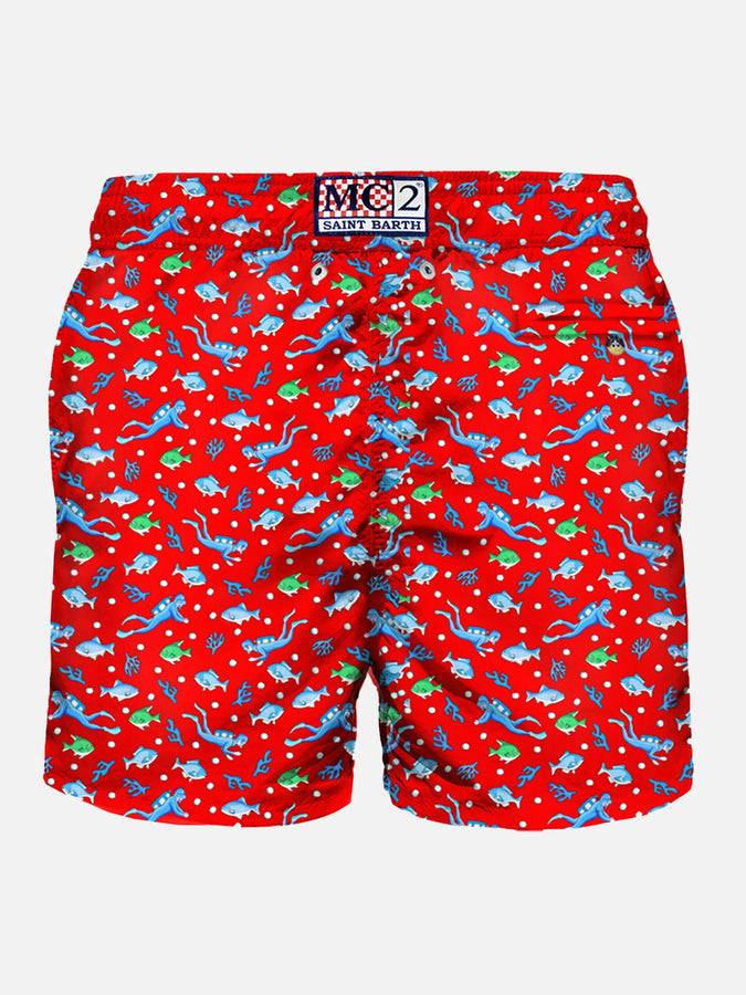 Mc2 Saint Barth Costume Da Bagno Da Uomo In Tessuto Leggero Con Stampa Sub
