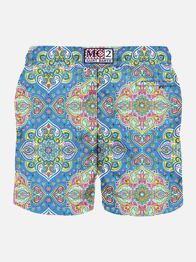 Mc2 Saint Barth Costume Da Bagno Da Uomo In Tessuto Leggero Con Stampa Indiana Multicolore