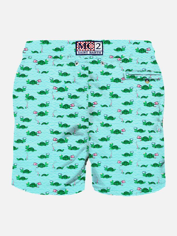 Mc2 Saint Barth Costume Da Bagno Da Uomo In Tessuto Leggero Con Stampa Tartaruga Nuotatrice
