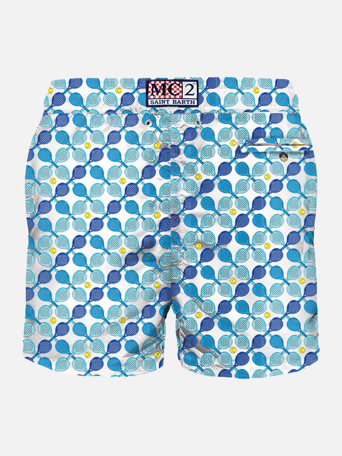 Mc2 Saint Barth Costume Da Bagno Da Uomo In Tessuto Leggero Con Stampa Racchette Padel