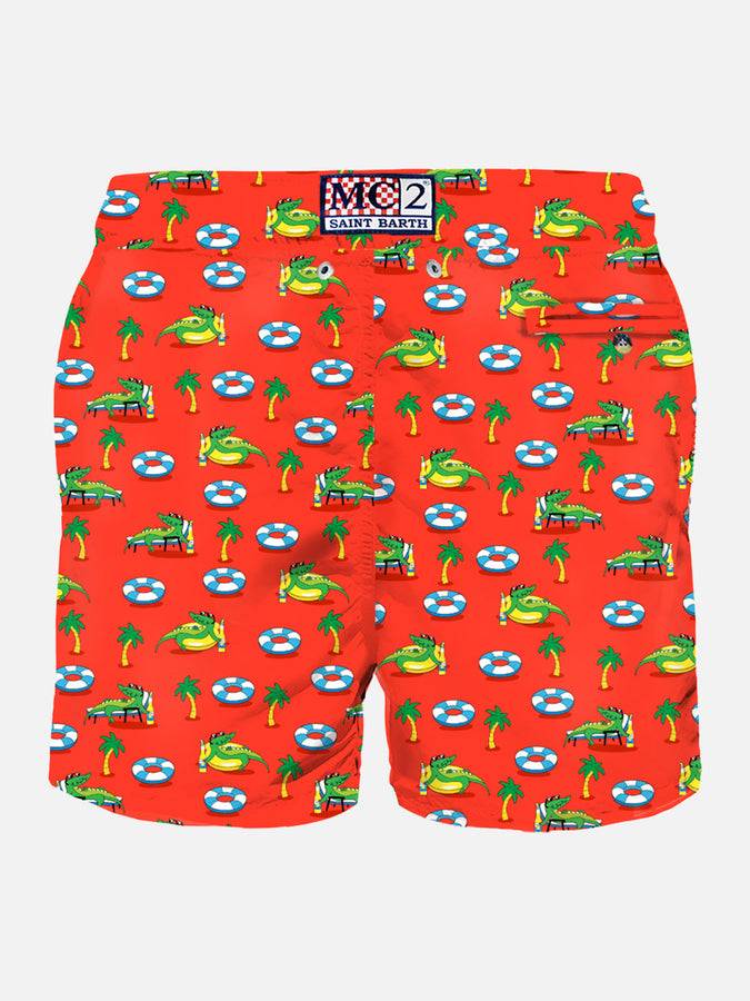Mc2 Saint Barth Costume Da Bagno Da Uomo In Tessuto Leggero Con Stampa Coccodrillo