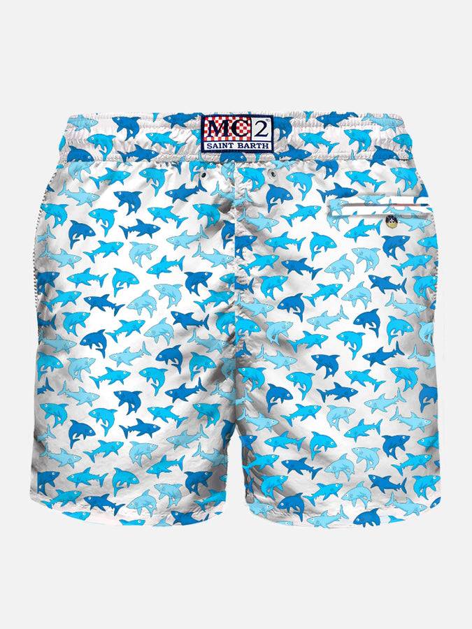 Mc2 Saint Barth Costume Da Bagno Da Uomo In Tessuto Leggero Con Stampa Squali