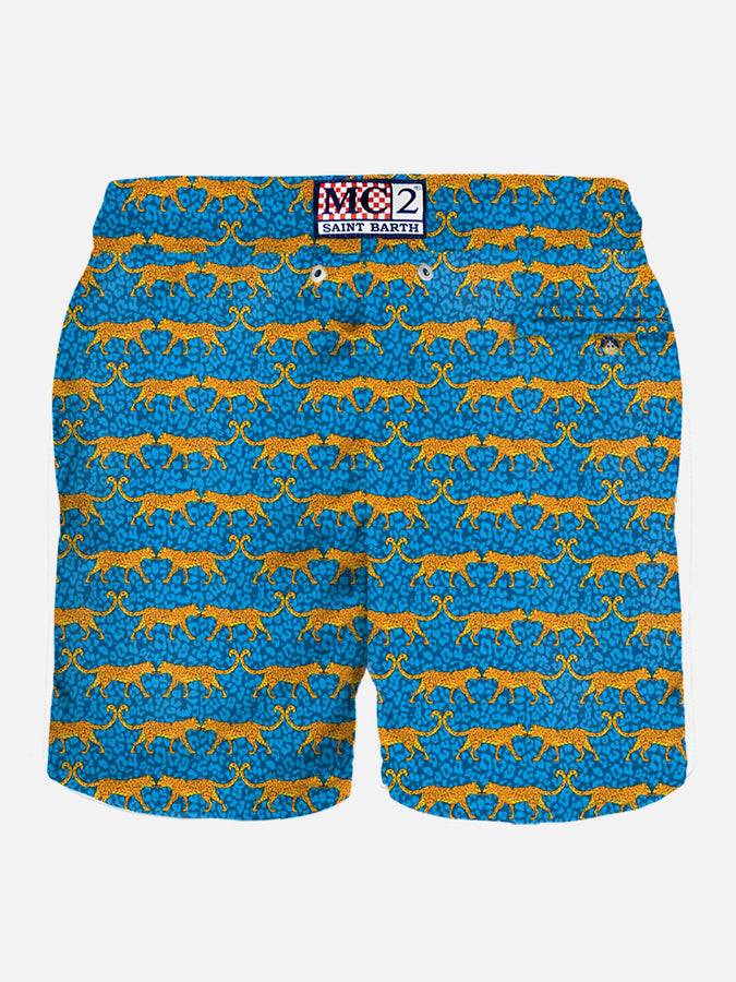 Mc2 Saint Barth Costume Da Bagno Da Uomo In Tessuto Leggero Con Stampa Gatto Selvatico