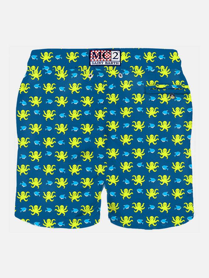 Mc2 Saint Barth Costume Da Bagno Da Uomo In Tessuto Leggero Con Stampa Pesci E Polipi