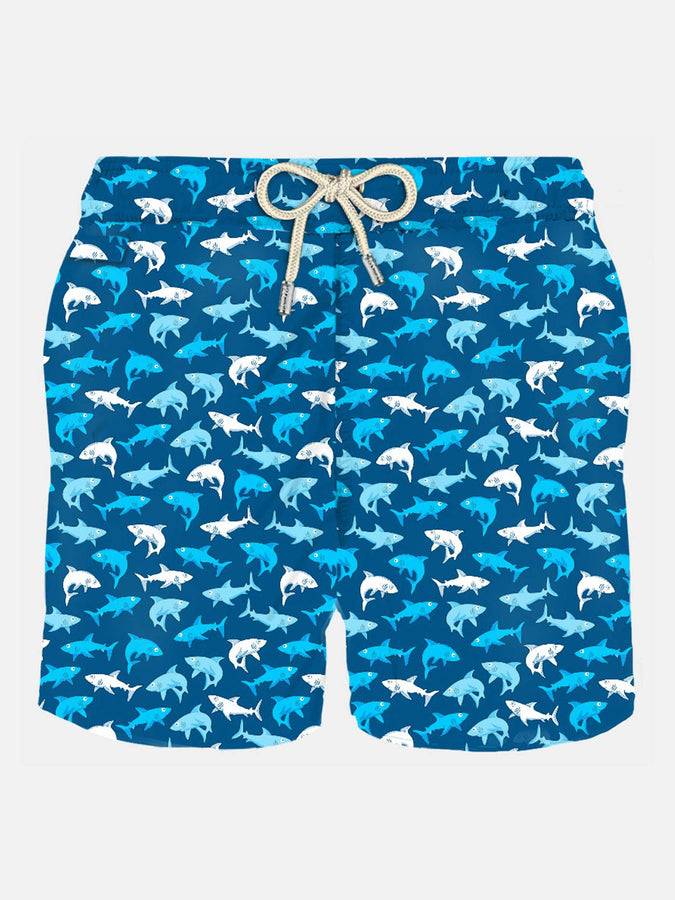 Mc2 Saint Barth Costume da bagno da uomo in tessuto leggero con stampa squali multicolore