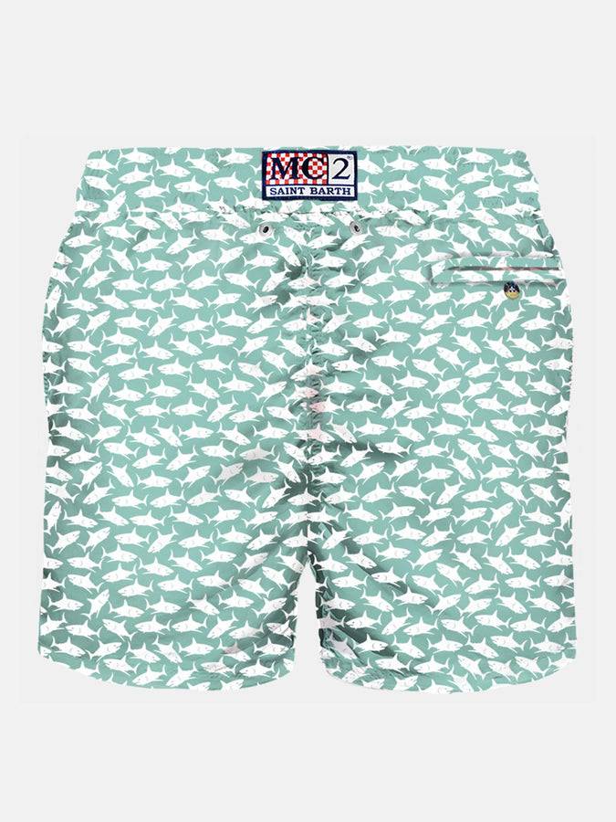Mc2 Saint Barth Costume Da Bagno Da Uomo In Tessuto Leggero Con Stampa Squali