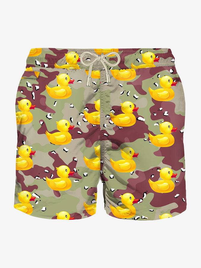Mc2 Saint Barth Costume da bagno da uomo in tessuto leggero con stampa papere mimetiche