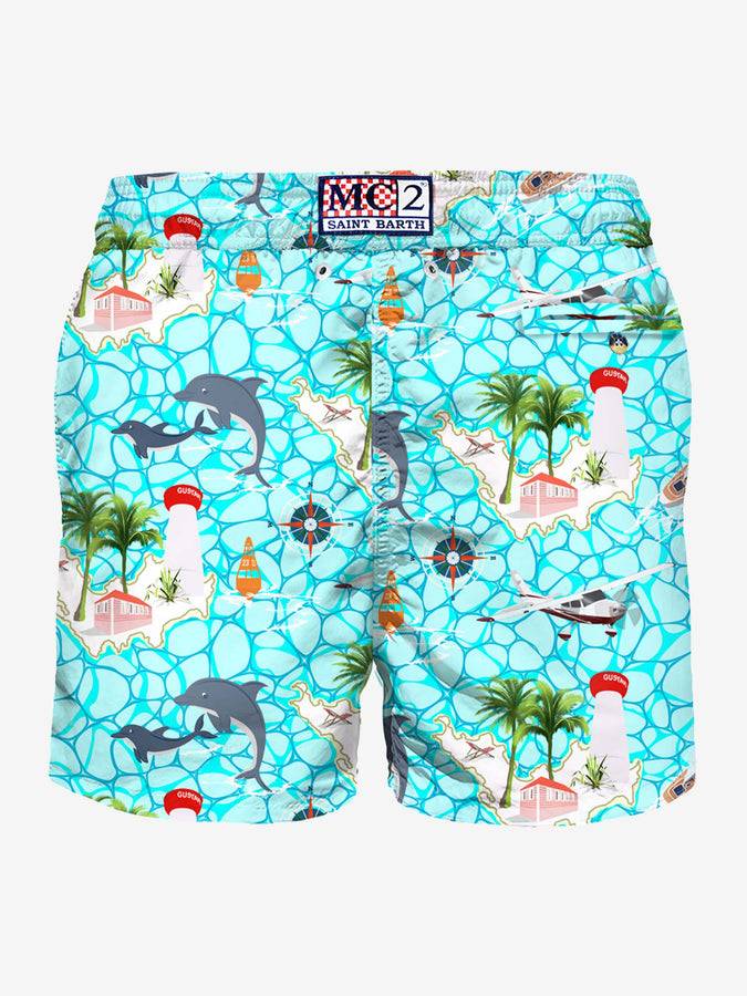 Mc2 Saint Barth Costume Da Bagno Da Uomo In Tessuto Leggero Con Stampa Barche A Vela