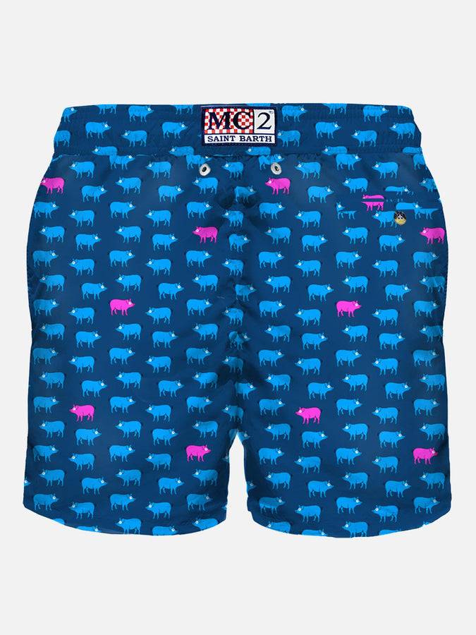 Mc2 Saint Barth Costume Da Bagno Da Uomo In Tessuto Leggero Con Stampa Maialini