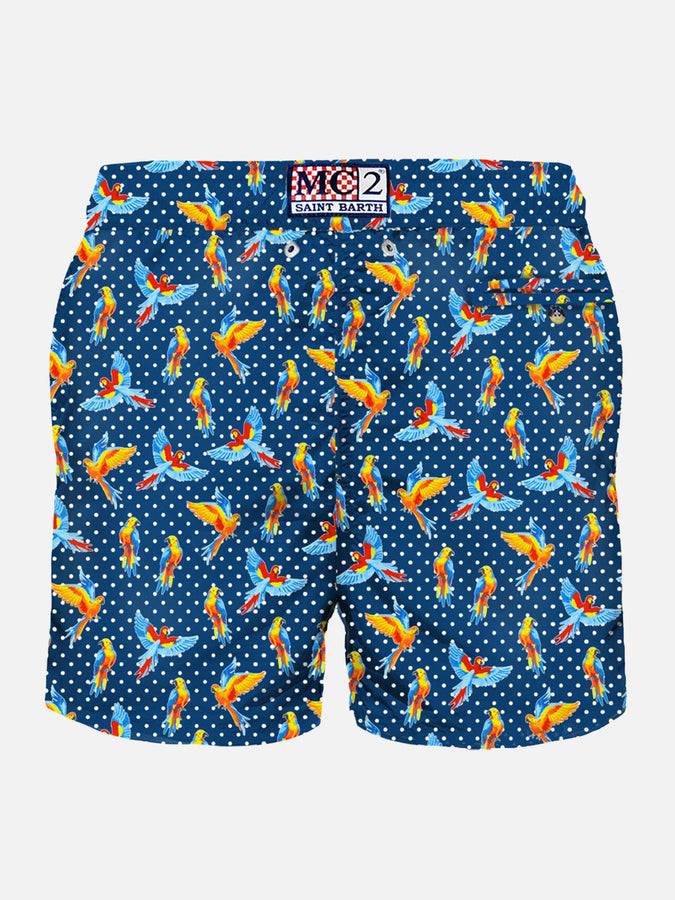 Mc2 Saint Barth Costume Da Bagno Da Uomo In Tessuto Leggero Con Stampa Uccelli Tropicali