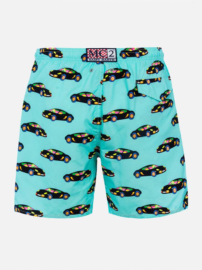 Mc2 Saint Barth Costume Da Bagno Da Uomo In Tessuto Leggero Illuminazione Con Stampa Automobile Lodola |MARCO LODOLA SPECIAL EDITION
