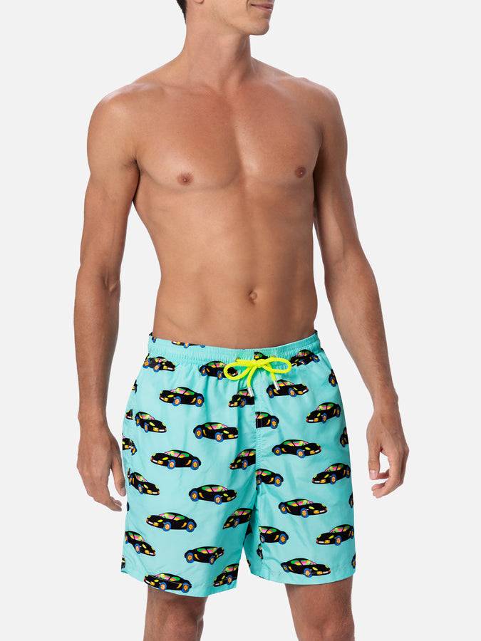 Mc2 Saint Barth Costume Da Bagno Da Uomo In Tessuto Leggero Illuminazione Con Stampa Automobile Lodola |MARCO LODOLA SPECIAL EDITION
