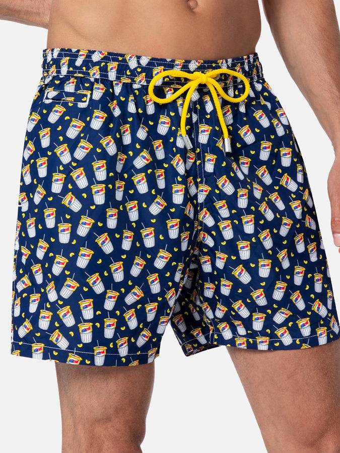 Mc2 Saint Barth Costume Da Bagno Da Uomo In Tessuto Leggero Lighting Micro Fantasia Con Stampa Paperoni|ESTATHE' FERRERO SPECIAL EDITION