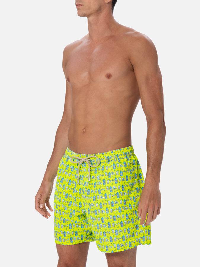 Mc2 Saint Barth Costume Da Bagno Da Uomo In Tessuto Leggero Lighting Micro Fantasy Con Stampa Gym E Gin