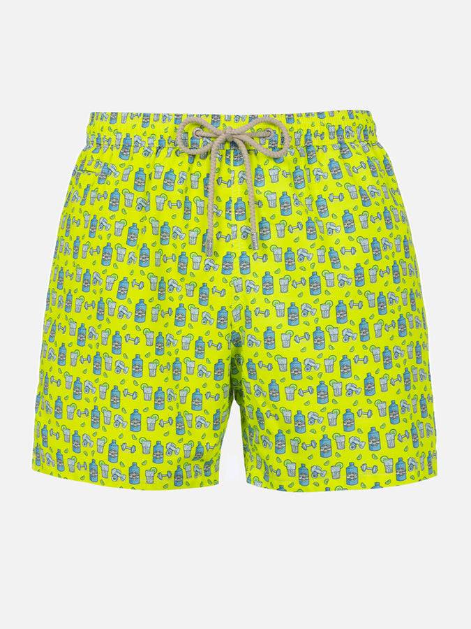 Mc2 Saint Barth Costume da bagno da uomo in tessuto leggero Lighting Micro Fantasy con stampa gym e gin