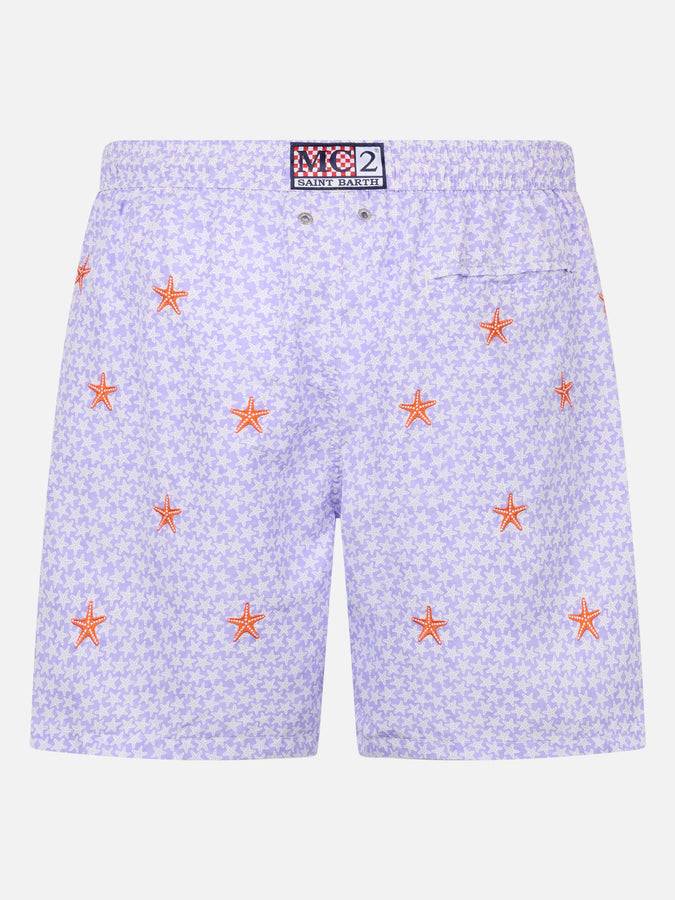 Mc2 Saint Barth Costume Da Bagno Da Uomo In Tessuto Leggero Lighting Con Ricamo Stelle Marine