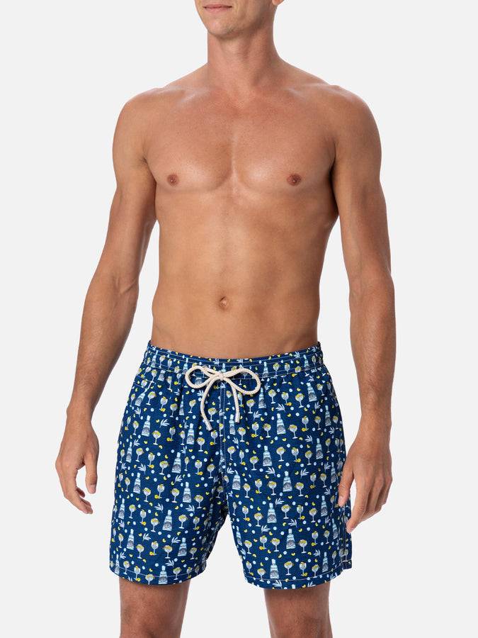 Mc2 Saint Barth Costume Da Bagno Da Uomo In Tessuto Leggero Lighting Micro Fantasy Con Stampa Gin Mare | GIN MARE EDIZIONE SPECIALE