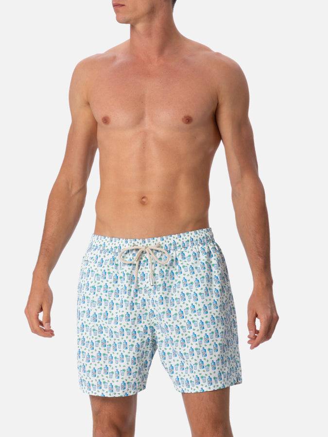 Mc2 Saint Barth Costume Da Bagno Da Uomo In Tessuto Leggero Lighting Micro Fantasy Con Stampa Gin Tonic