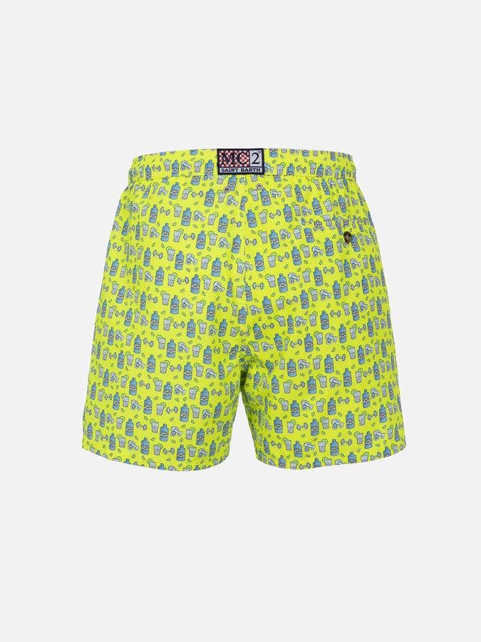 Mc2 Saint Barth Costume Da Bagno Da Uomo In Tessuto Leggero Lighting Micro Fantasy Con Stampa Gym E Gin