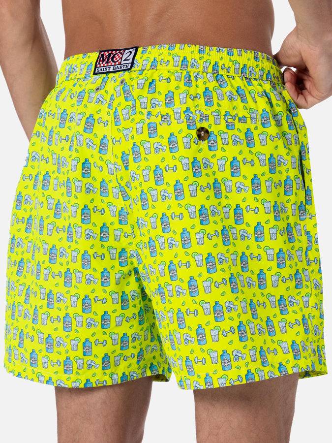 Mc2 Saint Barth Costume Da Bagno Da Uomo In Tessuto Leggero Lighting Micro Fantasy Con Stampa Gym E Gin