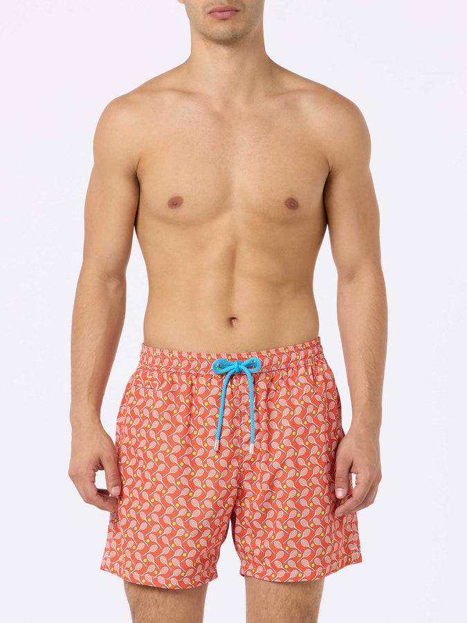 Mc2 Saint Barth Costume Da Bagno Da Uomo In Tessuto Leggero Lighting Micro Fantasy Con Stampa Tennis