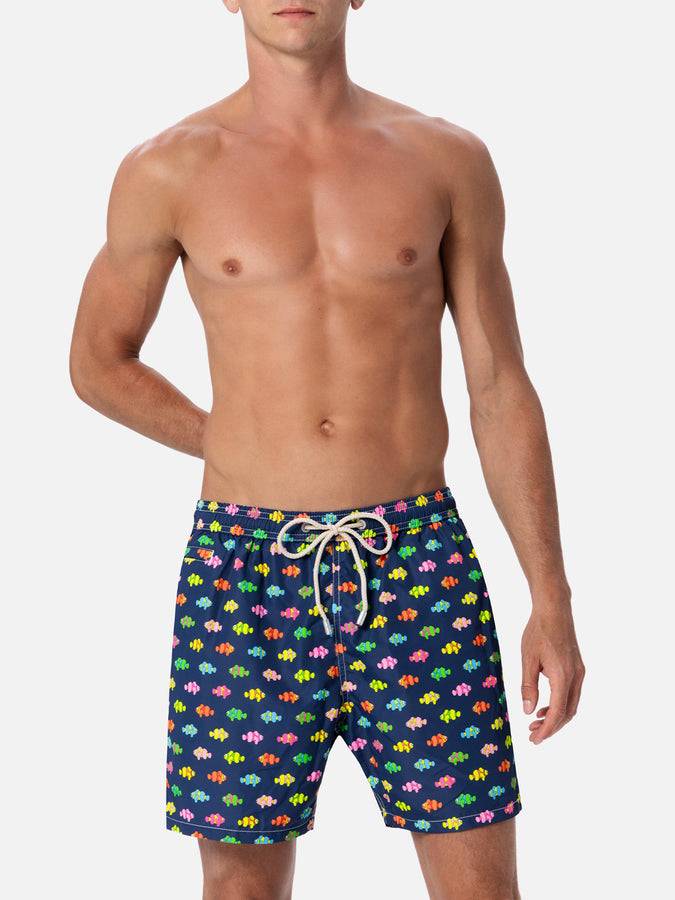 Mc2 Saint Barth Costume Da Bagno Da Uomo In Tessuto Leggero Lighting Micro Fantasy Con Stampa Pesci Pagliaccio