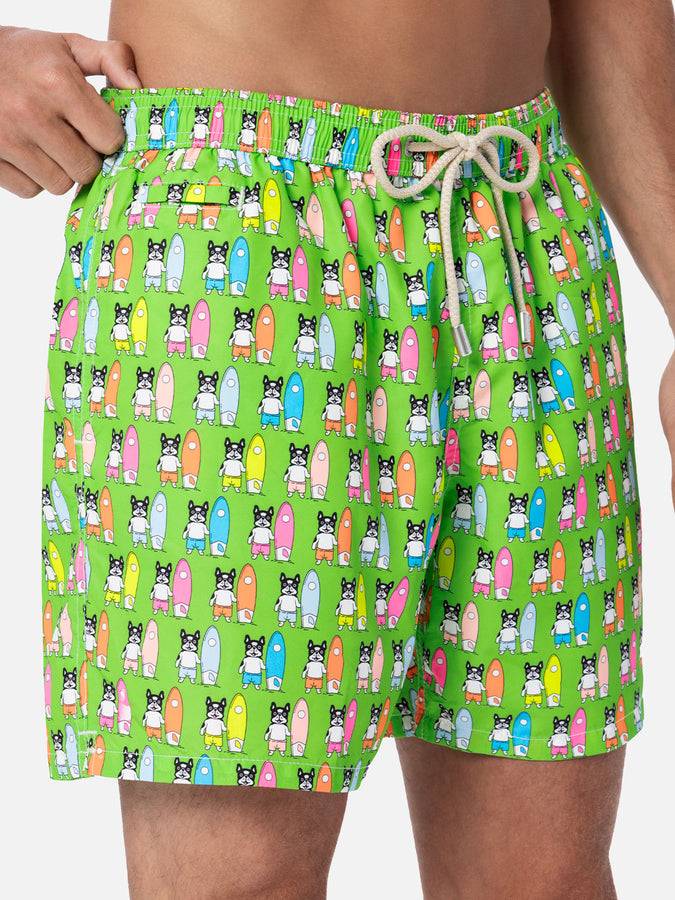 Mc2 Saint Barth Costume Da Bagno Da Uomo In Tessuto Leggero Lighting Micro Fantasy Con Stampa Cani Surfisti
