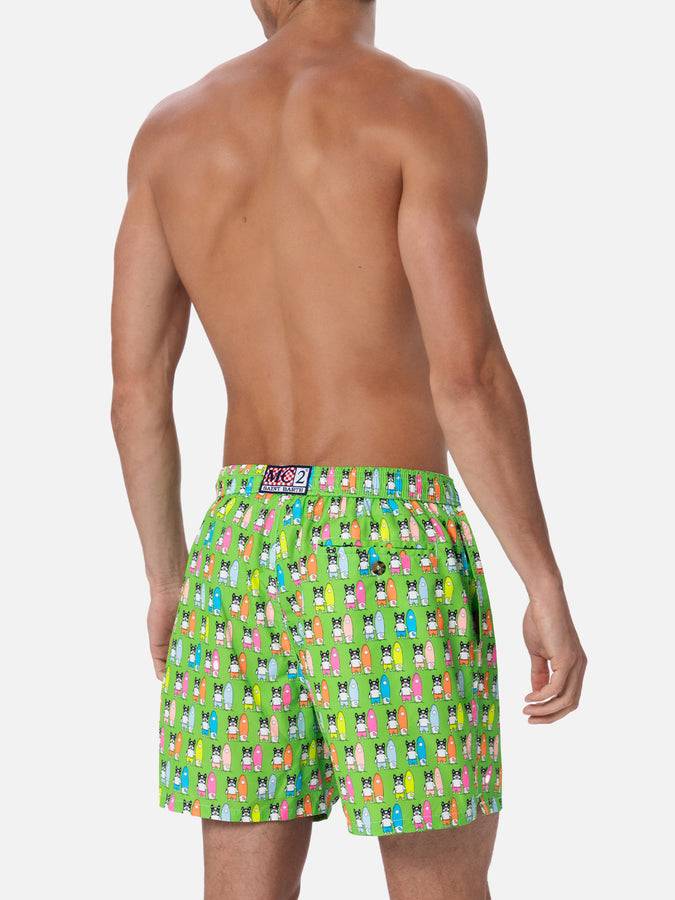 Mc2 Saint Barth Costume Da Bagno Da Uomo In Tessuto Leggero Lighting Micro Fantasy Con Stampa Cani Surfisti