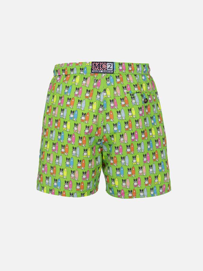 Mc2 Saint Barth Costume Da Bagno Da Uomo In Tessuto Leggero Lighting Micro Fantasy Con Stampa Cani Surfisti