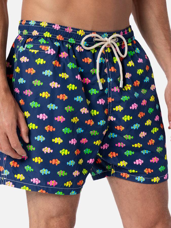 Mc2 Saint Barth Costume Da Bagno Da Uomo In Tessuto Leggero Lighting Micro Fantasy Con Stampa Pesci Pagliaccio