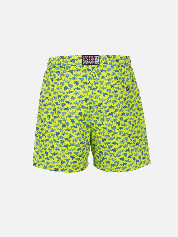Mc2 Saint Barth Costume Da Bagno Da Uomo In Tessuto Leggero Lighting Micro Fantasy Con Stampa Squali
