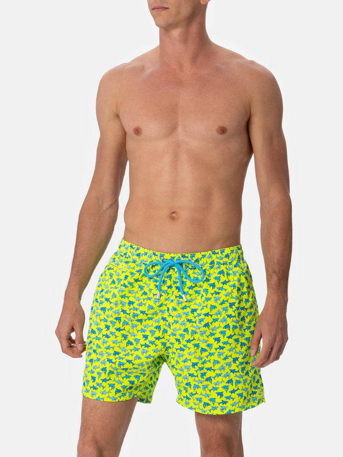 Mc2 Saint Barth Costume Da Bagno Da Uomo In Tessuto Leggero Lighting Micro Fantasy Con Stampa Squali
